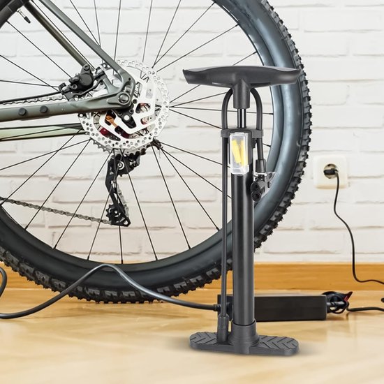 Luchtpomp voor het oppompen van fietsbanden, draagbaar, voor oppompen, 11 bar, met adapters voor motorfiets, fiets, scooter, basketbal, voetbal, volleybal — afbeelding 2
