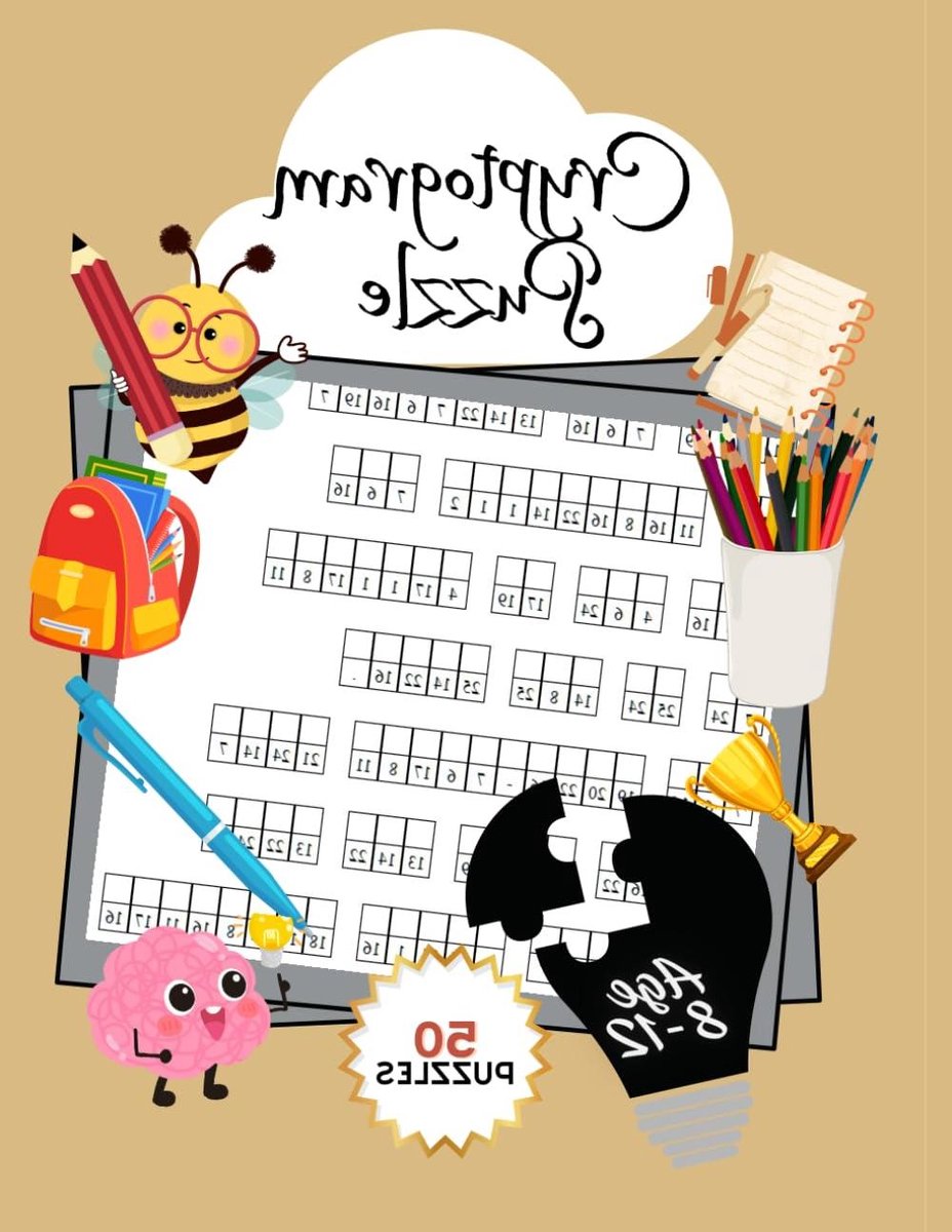 Cryptogram Puzzelboeken - Raadsels voor kinderen - Hersenen Trainen - 50 Uitdagende Puzzels - 8.5 x 11 Inch - Meerkleurig