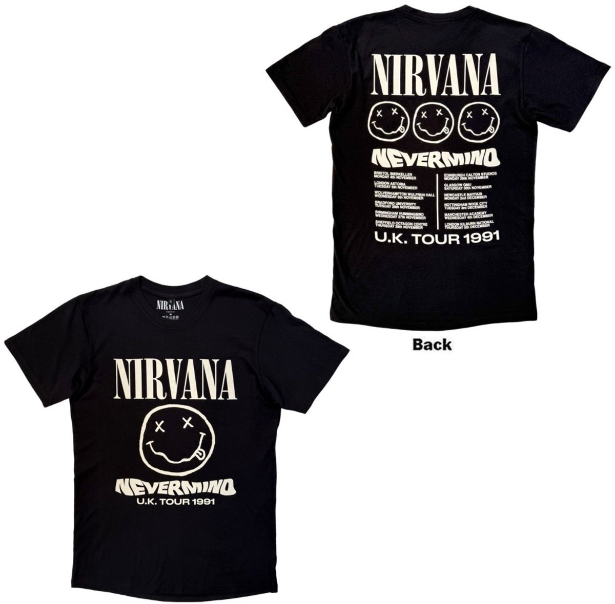 Nirvana - Tour '91 Heren Tshirt - L - Zwart
