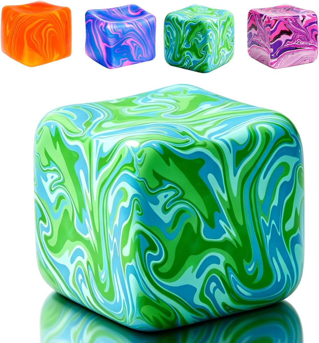 Oneay Squishy Stresskubus – Zacht Knijpspeelgoed en Sensorisch Friemelspeelgoed – Stil Fidget Toy voor Volwassenen en Kinderen – groen