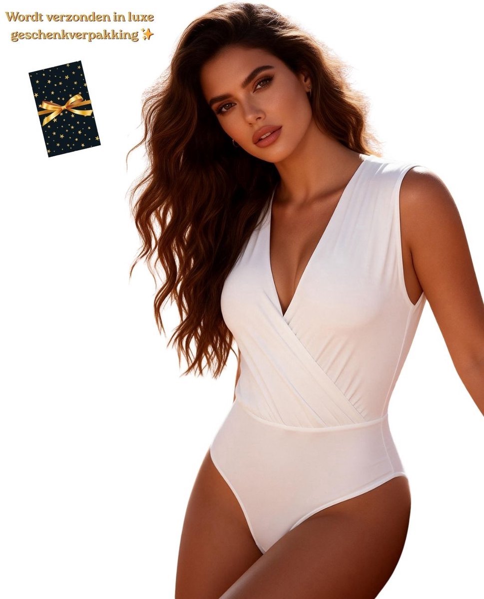Dare to Undress – Private Allure Body – Luxe Fashion Body Dames – Elegante Bodysuit – Designer Body – Stretch Body – Witte Body Dames – Fashion Essentials – Festival Outfit – Wit – Maat S, M, L XL