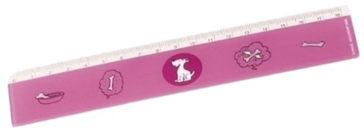 Roze lineaal - Bobbie van Kuifje - eenzijdig bedrukt – 19 x 3,5 cm