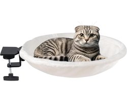 Desk Bed For Cat – Plush 40x10.5cm | 180 Degree Rotating Kitten Hammock | Ergonomic Support Up To 50 Lbs Window Sill Mount Pet Sleeping For Living Room Bedroom Balcony Office Use