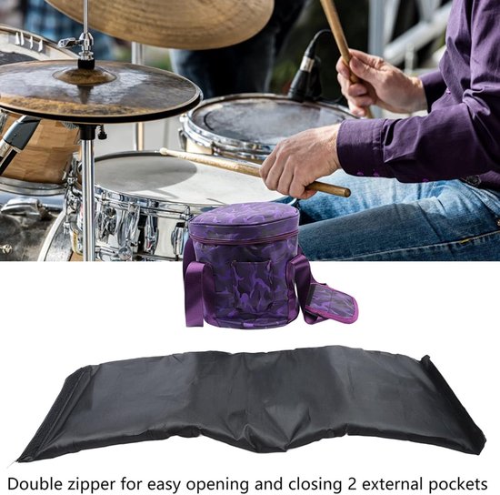 Dubbele Rits Klankschaal Tas - Muziekschaal Case met Handvat - Kristallen Schaal Opbergtas - Klankschaal Draagtas (10 inch puur paars) van MOEVERT — afbeelding 4
