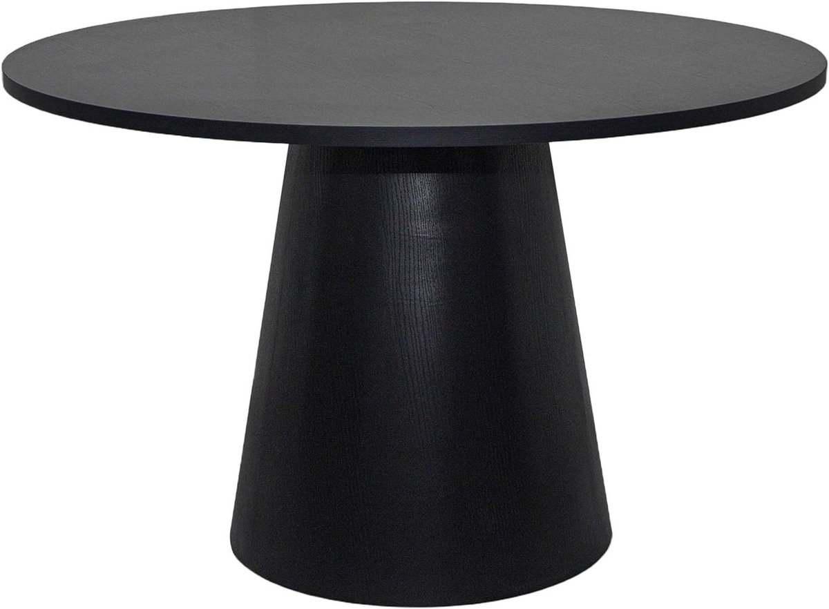 Eettafel Rond - Tafel Houtlook - Gezellig Tafelen - Stabiele Constructie - 120 cm - Zwart