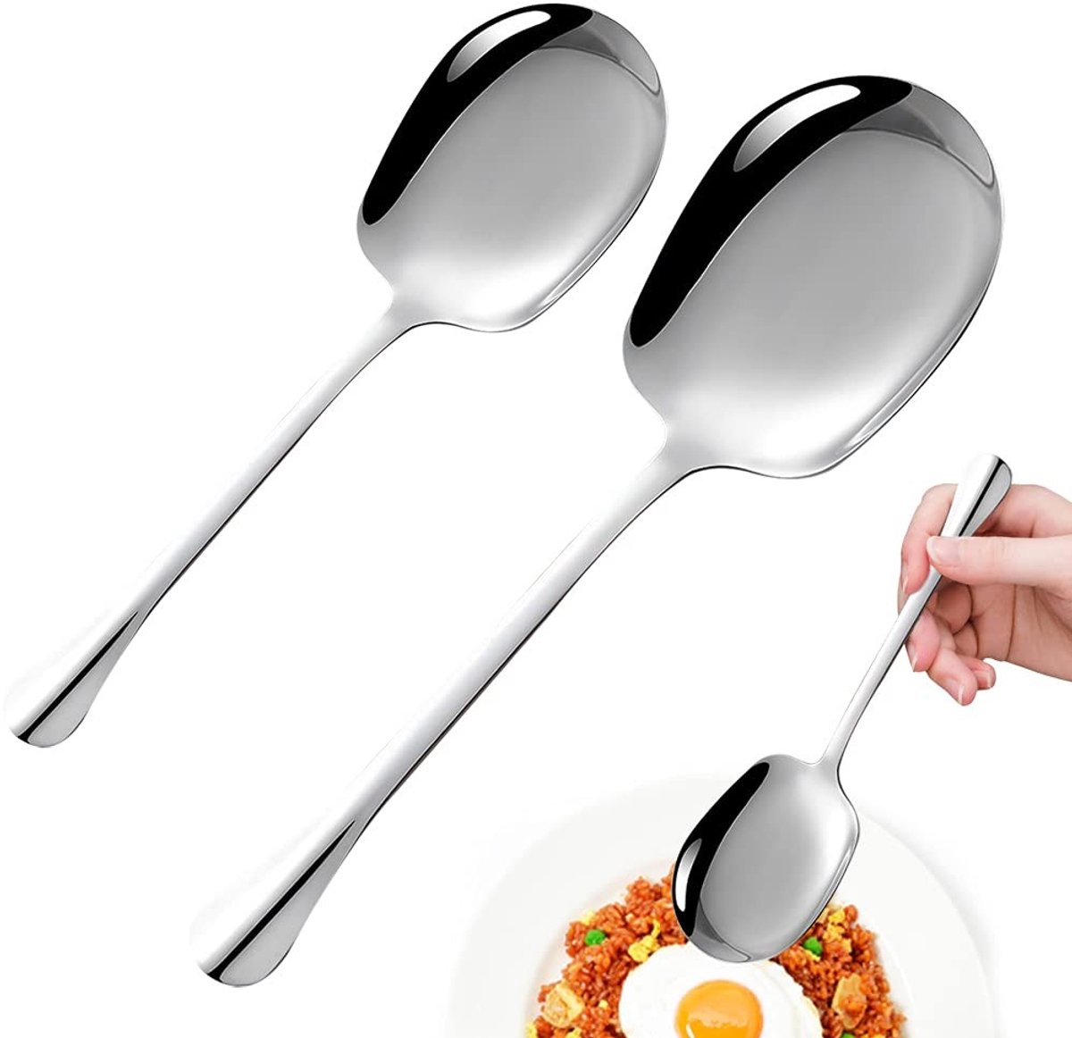 MTTproducts- Opscheplepel Set - Roestvrij Staal - 2 Stuks - 25 cm/20 cm - Geschikt voor Salades/Soepen - Hoogglans Gepolijst - Duurzaam - Serveerlepel