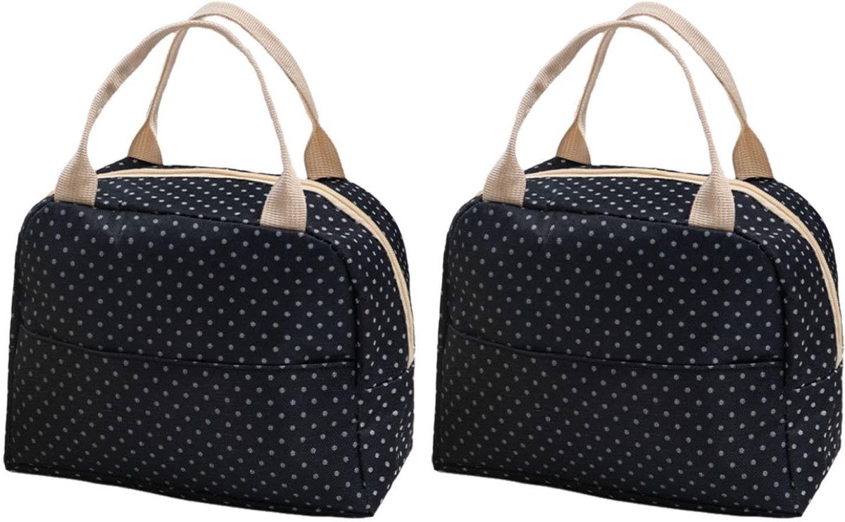 MTTproducts- Lunchtas Waterdicht - Draagbare Lunchtas - 2 Stuks - Stippen - Geschikt voor School/ Werk - Afmetingen 32 x 22 x 12 cm - Lunchbox