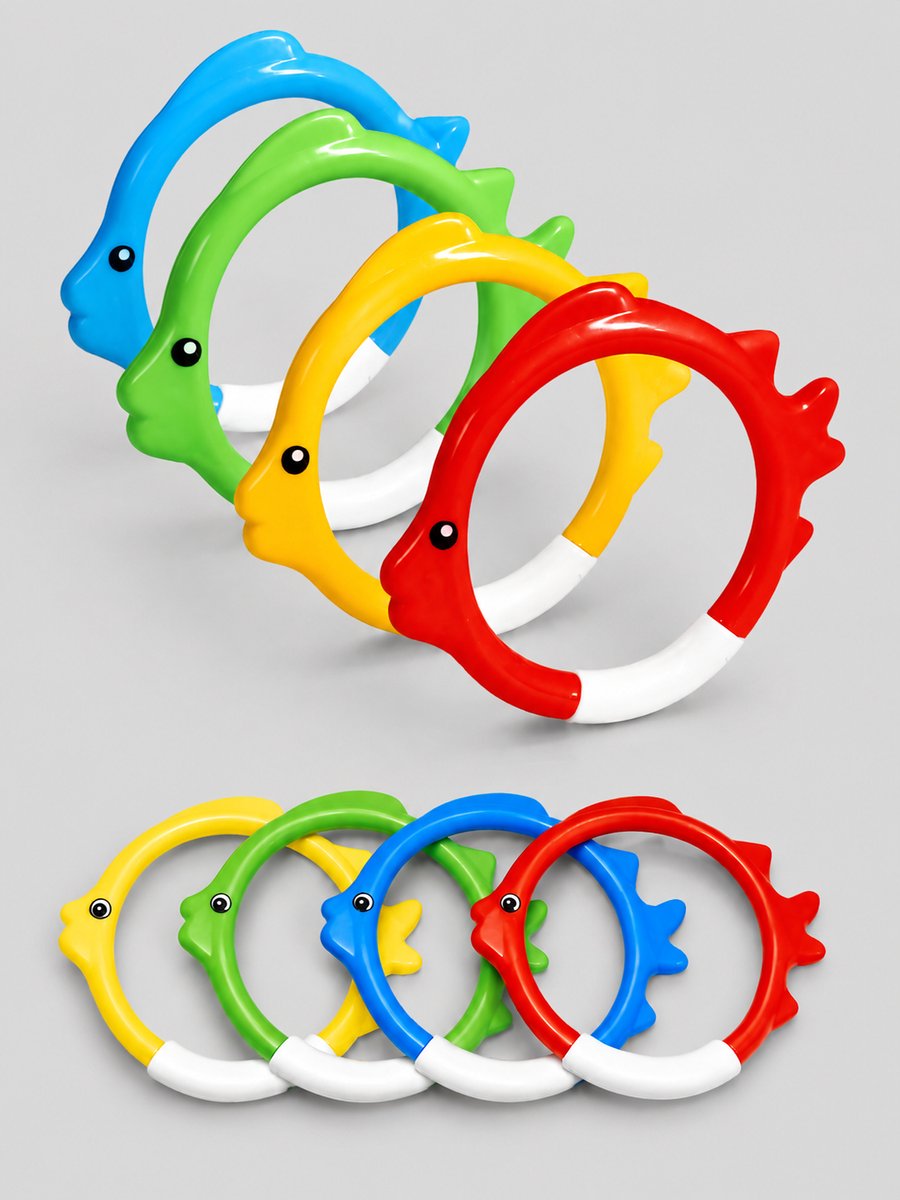 NEWI - Duikspeelgoed - Speelgoed Zwembad - Duikringen - Duikstaafjes - Duikstokjes - Zwembad Spelletjes - Set van 8 stuks