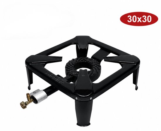 Scheffler ijzeren Gasbrander 30x30 cm - Krachtige Campingbrander met Verstelbare Vlamregeling, Robuust Gietijzer, Hoge Warmteopbrengst, Stabiele Pansteun, Geschikt voor Wok, Paella, Buitenkeuken, Catering en Outdoor Koken, Professionele Kwaliteit — afbeelding 5