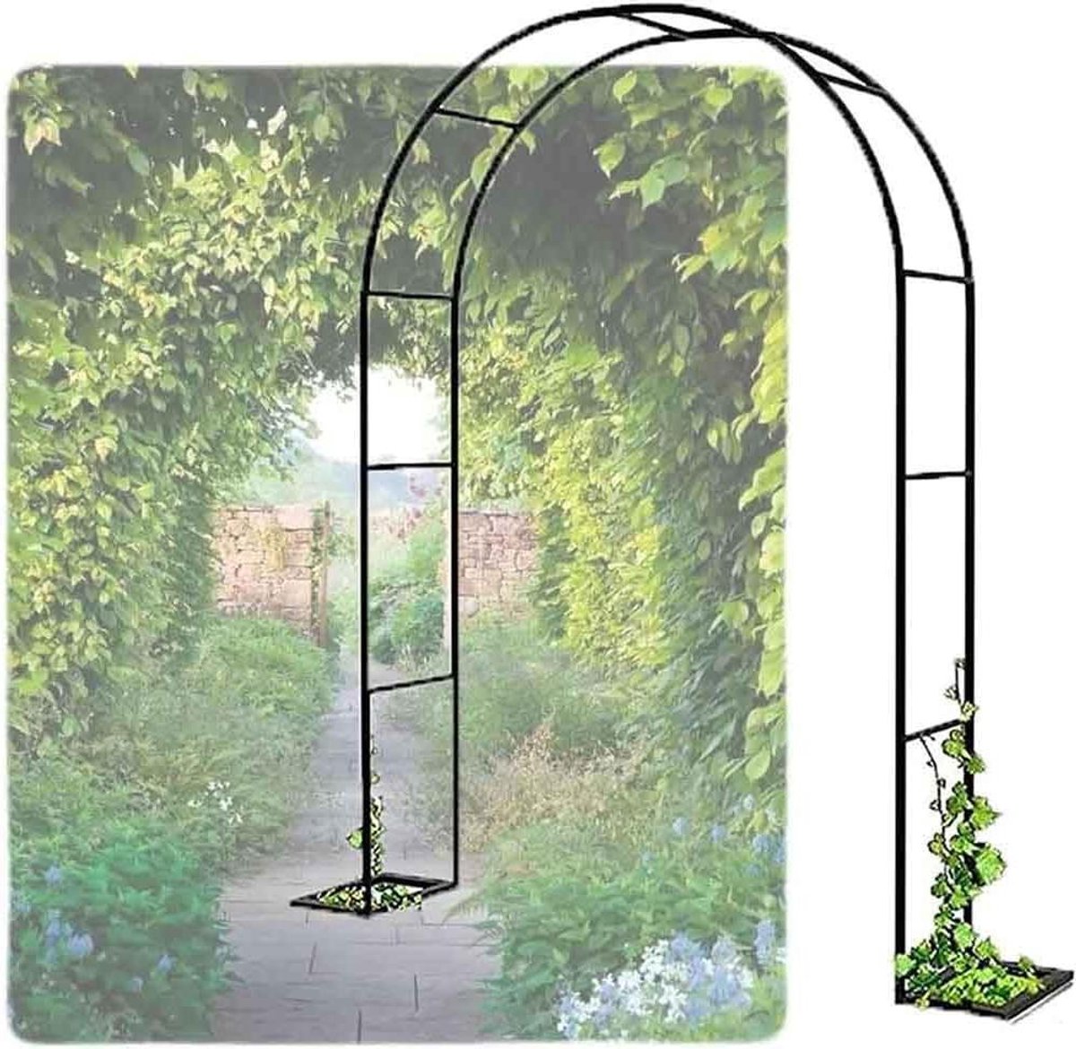 Metal Garden Arch Heavy Duty Rose Arches Arbor Trellis for Climbing Plants Wide 120cm 140cm 180cm 240cm 350cm Rose Arch Decoration Wedding Arch Road, White, W 1.2m x H 2.2m