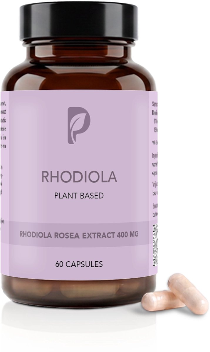 Plant Based Body – Rhodiola Rosea Extract 400 mg – Gestandaardiseerd op Rosavinen (3,1%) en Salidroside (1,3%) – Ondersteunt bij Stress, Energie en Focus – Adaptogeen Rhodiola Extract – 60 Vegan Capsules