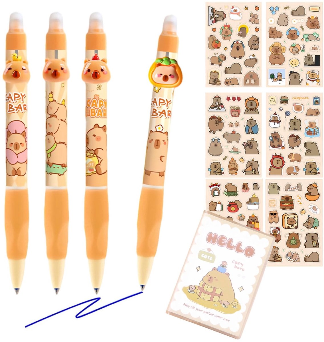 Cosensi- Balpen - Gumbare Balpen - Capibra-Set - 4 Stuks - Lichtgewicht - Perfect voor Schrijven - Pen