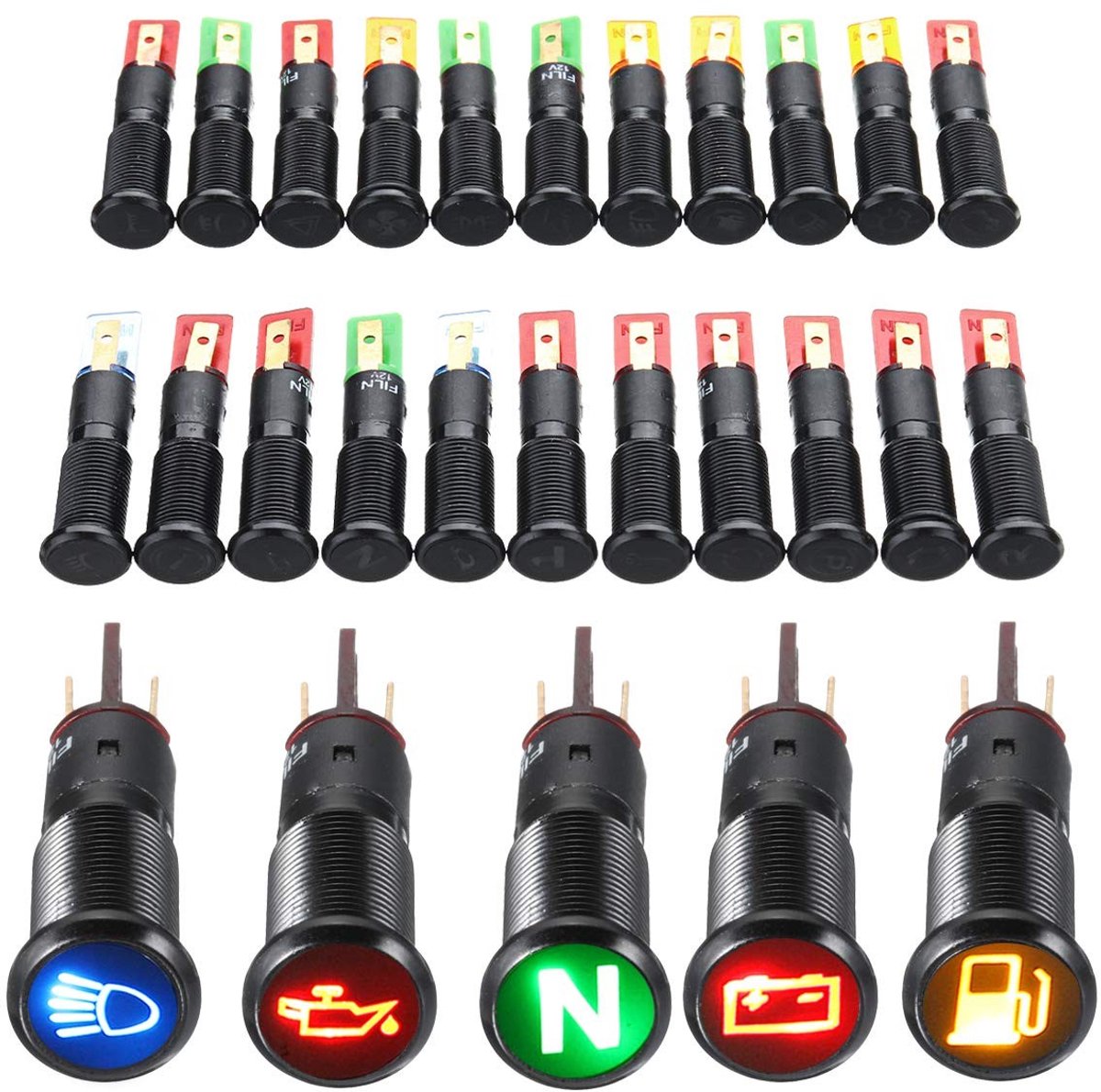 Cosensi - LED Waarschuwingslicht voor Dashboard - Waterdicht Design - 12/24/36 V - Compact Formaat - Langdurige Levensduur - Voor Auto's
