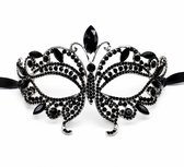 Élégant masque de gala noir avec cristaux noirs – Masque pour les yeux de luxe pour mascarade et fête