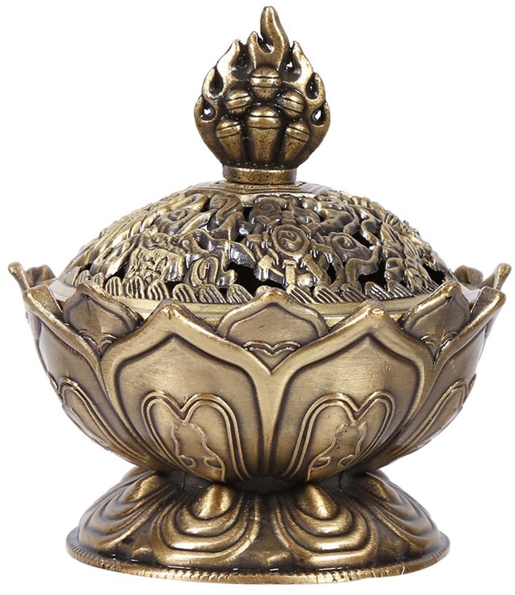 Byshayne- Wierookbrander Goud - Zinklegering - Lotus Kom - Voor Torenwierook - Afmetingen