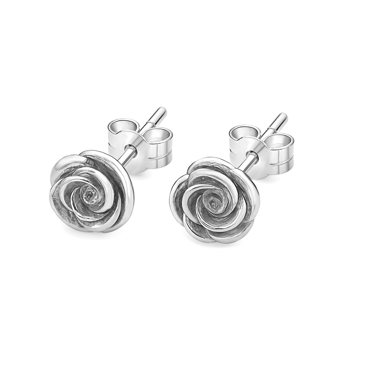 14kt - Witgouden Oorstuds met Roos Top 9 mm - 0,8 mm Staaf Dikte - 14 Karaat Gouden Oorbellen voor Dames - Roos Oorknopjes - Echt Goud (585) - Inclusief Echtheidscertificaat