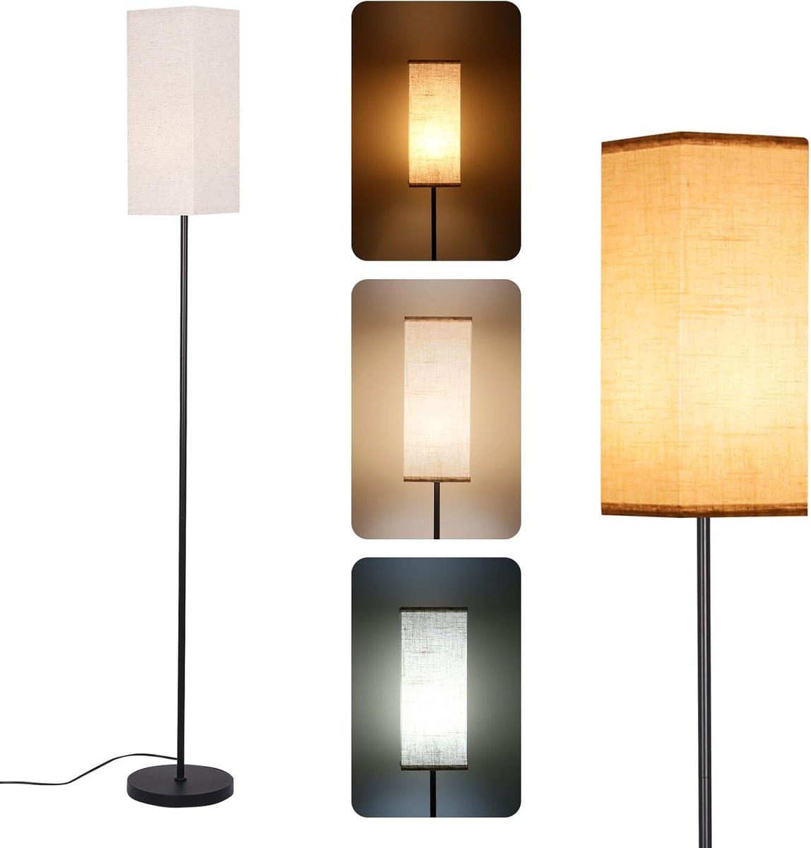 Vloerlamp voor de woonkamer - Dimbaar LED-vloerlampje - 3 kleurtemperaturen - Met afstandsbediening en voetschakelaar - Kleurtemperatuurbereik 2700-5500K - Geschikt voor slaapkamers, leesruimtes en kantoren