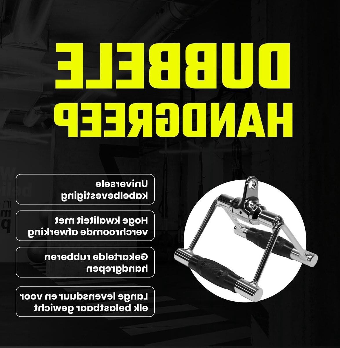 Roeigreep Meedraaiend - Parallelgreep Handvat - Kracht Training - Met Karabijnhaak - Maat M - Chroom Zwart