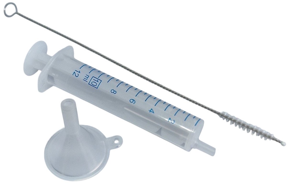 Han-Bar® 10× Wegwerpspuit 2-delig Luer (10 ml) – Inclusief trechter & borsteltje