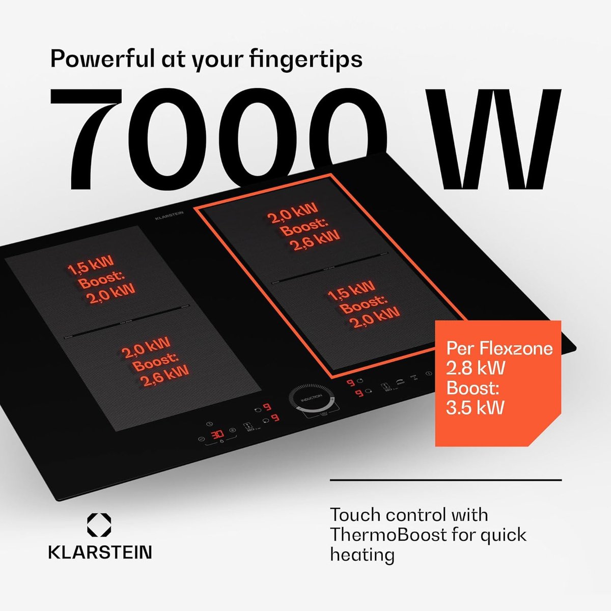 Inbouw Inductiekookplaat met 4 Zones 7000W Touch Control en Timer