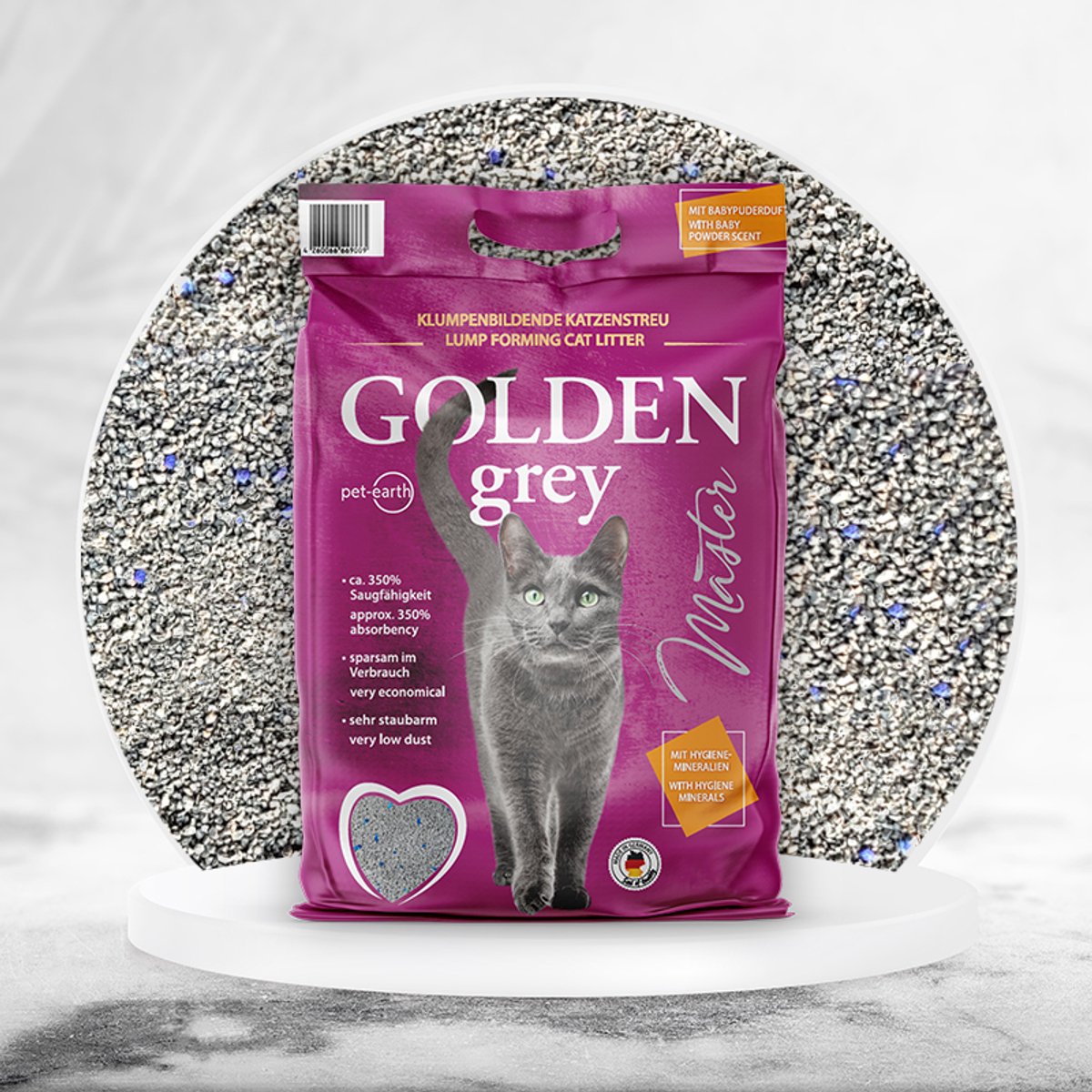 Bol.com Golden Grey Master Kattenbakvulling met Silicaat en Babypoeder - perfect voor automatische kattenbakken - extreem zuinig... aanbieding