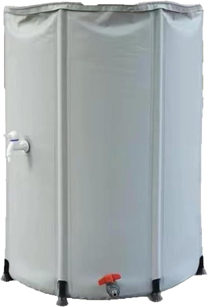 Draagbare Watertank - Regenwatercollector Opvouwbaar - Tuin Water Opslag - Met Kraan en Deksel - 380L - Grijs