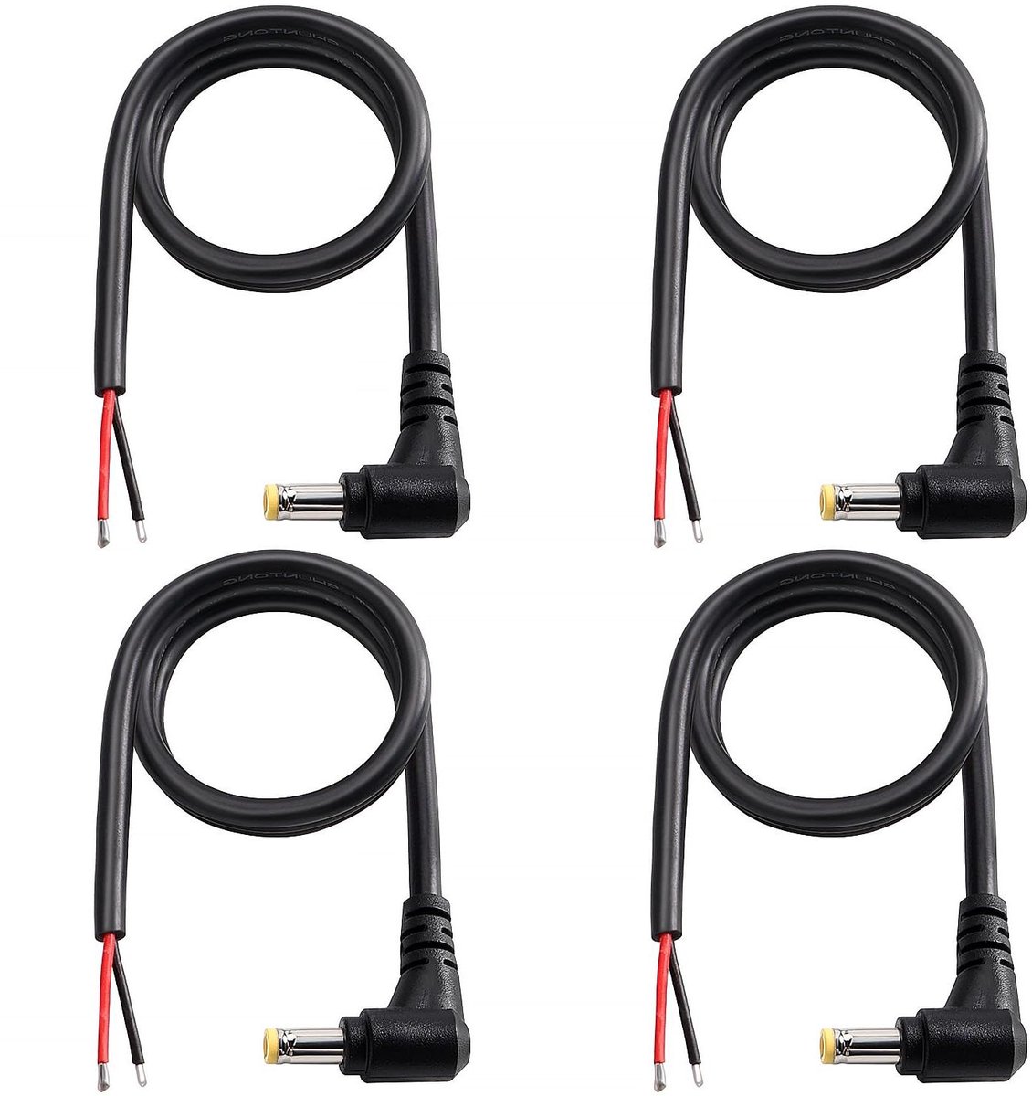 DC Power Kabel - Reparatie Snoer - Apparaten Repareren - Rechthoekige Stekker - 4 Stuks 50cm - Zwart