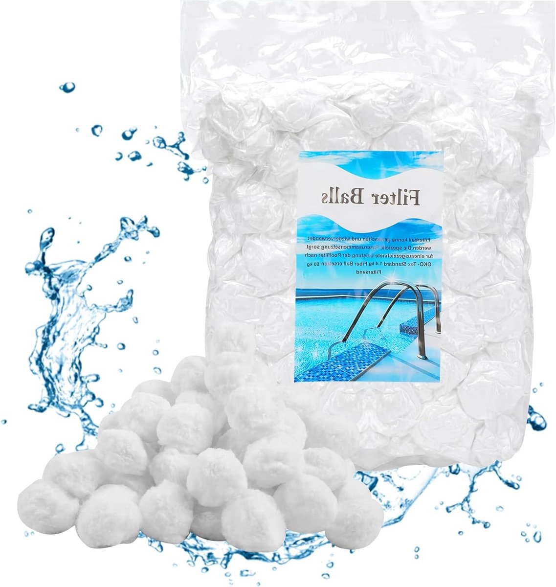 Filterballen 1400 g voor zandfilters, ideaal voor zwembad, aquarium en waterzuivering, witte filterballen voor optimale filtratie