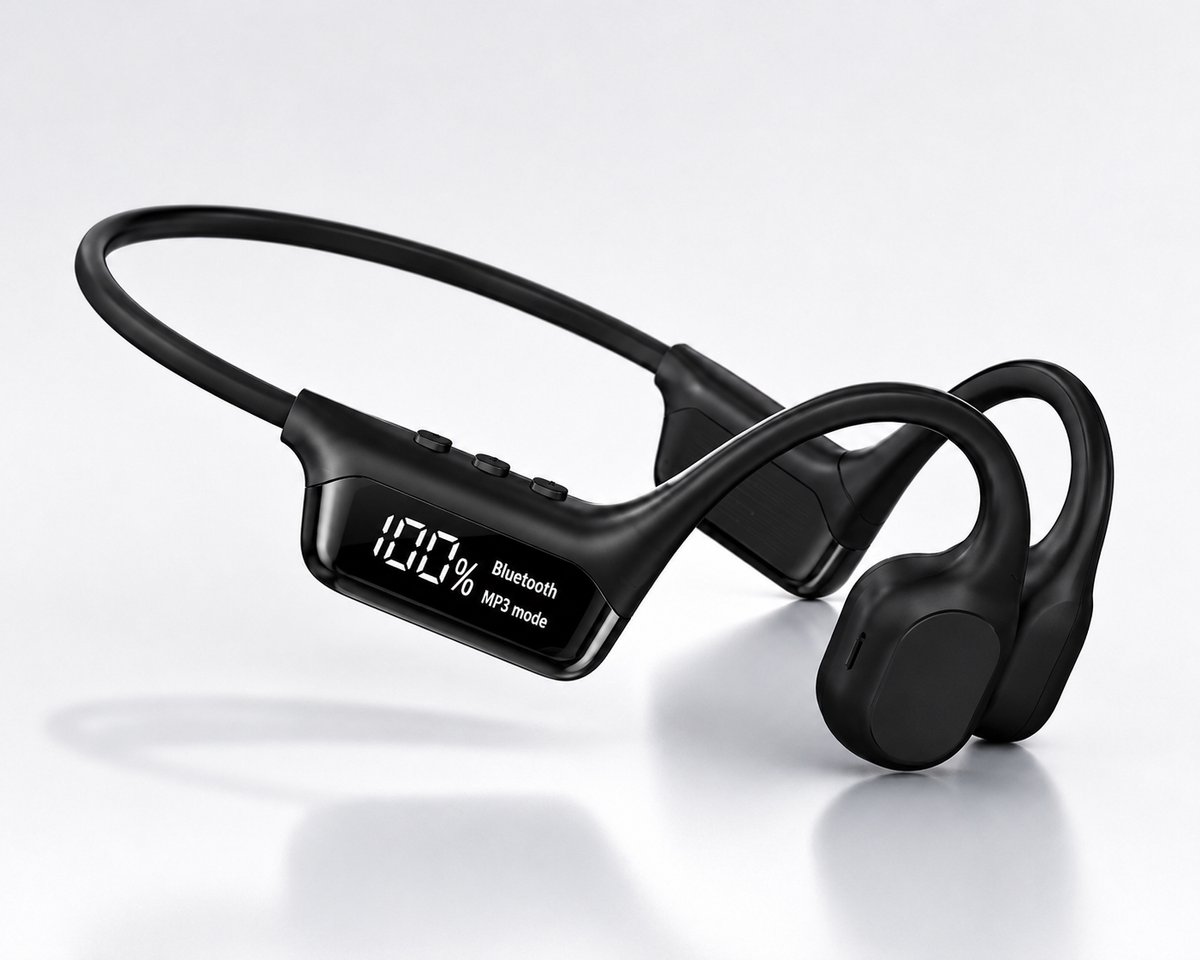 Bone Conduction Koptelefoon – Bluetooth 5.4 Sporthoofdtelefoon met 32GB MP3-Speler – IPX8 Waterdicht – Lichtgewicht – Voor Hardlopen, Fietsen, Fitness & Zwemmen - Zwart
