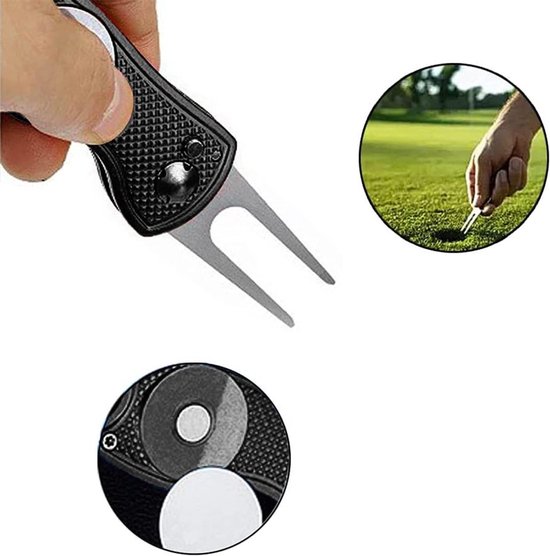 Vouwbare Golf Divot Tool van RVS - Ideaal voor Golf, Sport en Buitenactiviteiten - Compact en Handig — afbeelding 2