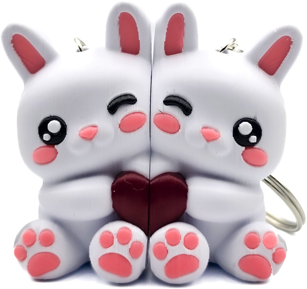 Koppel sleutelhanger Konijn Sleutelhangers met Magneet – Valentijn Cadeau voor Koppels – Cosmetalic – Magnetische Liefdes Sleutelhanger Set – Schattige bunny Keychains - Vrienschap cadeau - moederdag cadeau - Kawaii bagcharm