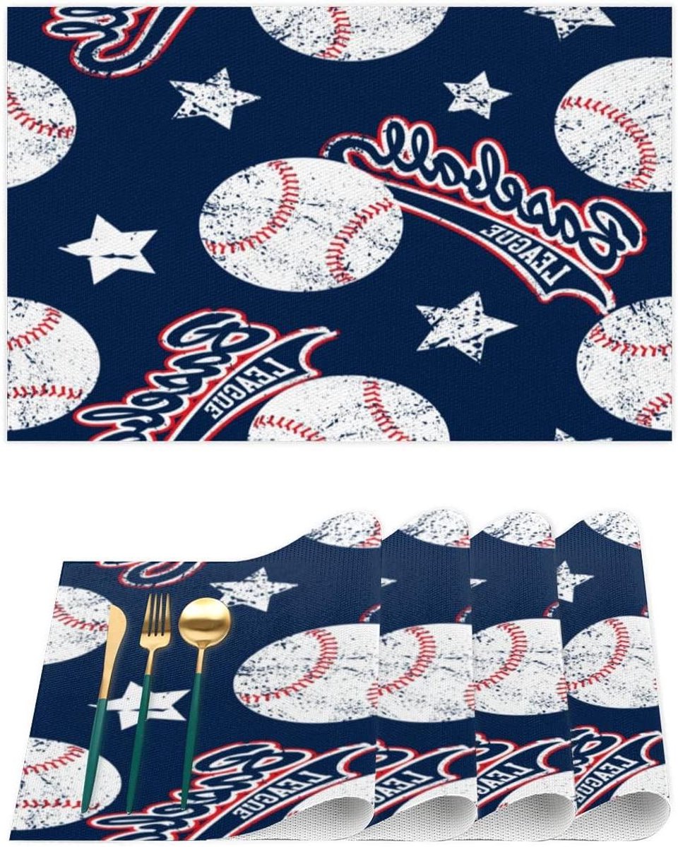 Placemats Honkbal - Tafelonderleggers - Keukendecoratie - Hittebestendig PVC - 295 x 445 cm - Meerkleurig