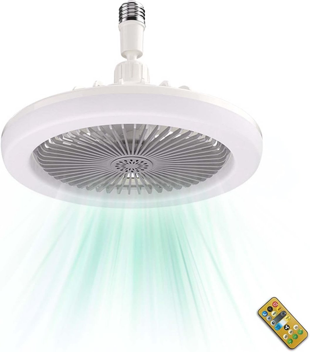 ZVD Stille Plafondventilator met Lampfitting - Plafondventilator met LED-lamp en Afstandsbediening voor Keuken, Badkamer, Berging, Garage (Wit)