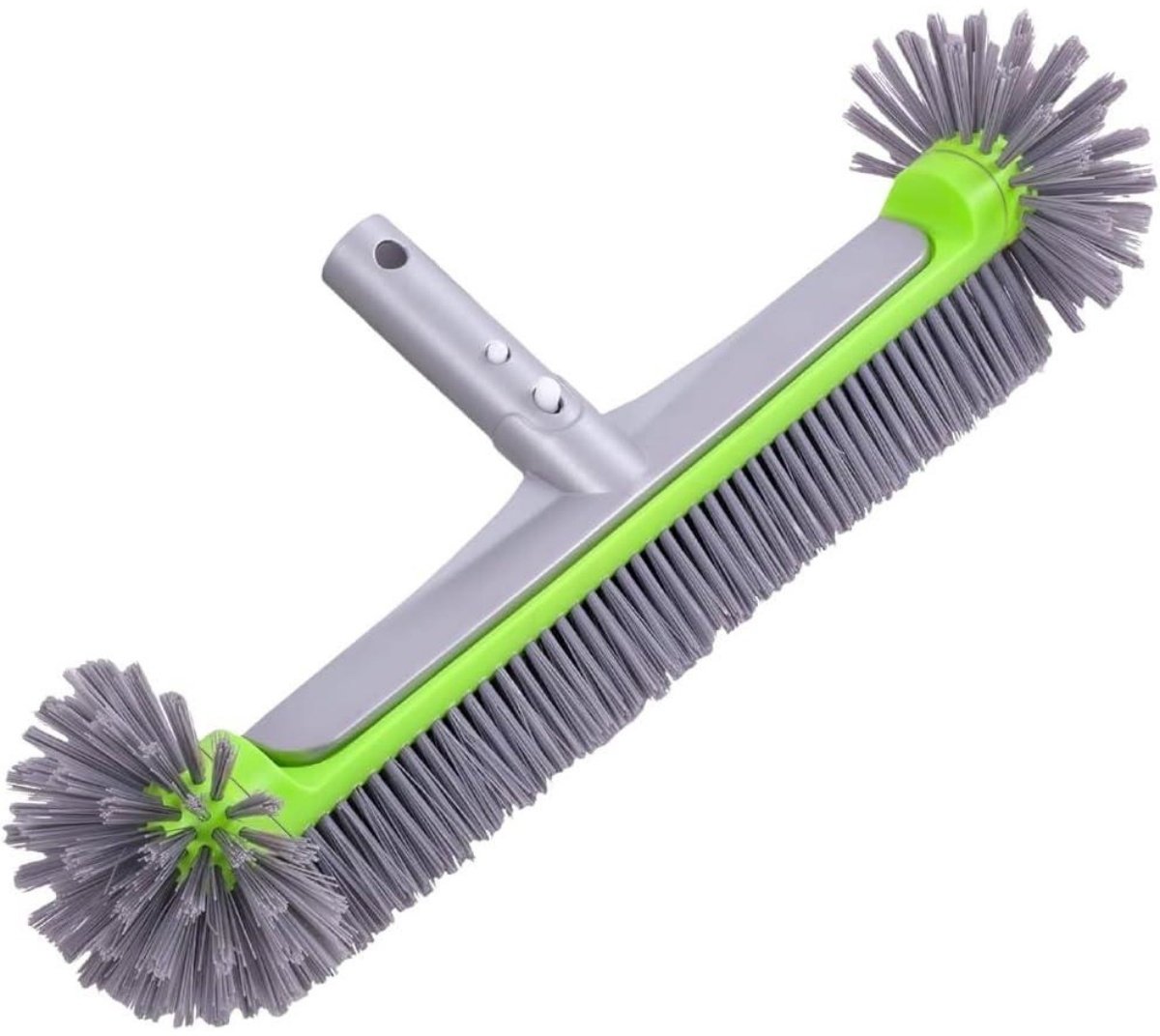 GELLDG Poolborstel - 45cm Zwembadbürste met Klikhandvat - Halfronde Borstelkop met 7 Rijen Zachte Nylon Borstels - Geschikt voor Foliezwembaden - Aluminium Handvat met 45° Hoek - Niet Inclusief Telescoopsteel