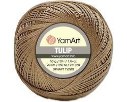 Frida's Wollhaus YarnArt 50 g Tulip haakgaren, filetgaren, microvezel, glanzend, zijdeachtig, 49 kleuren (403, bruin)