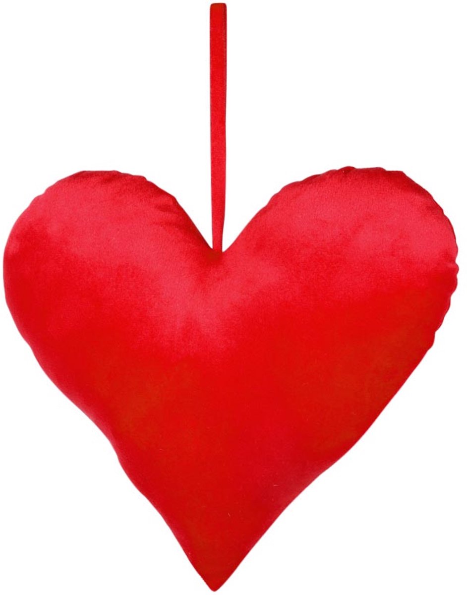Dekoratief | Hanger hart, rood, fluweel, 26x24cm | A269004