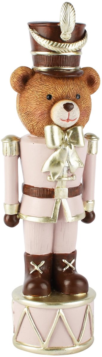 Dekoratief | Soldaat beer staand, roze/bruin, resina, 9x7x29cm | A265126