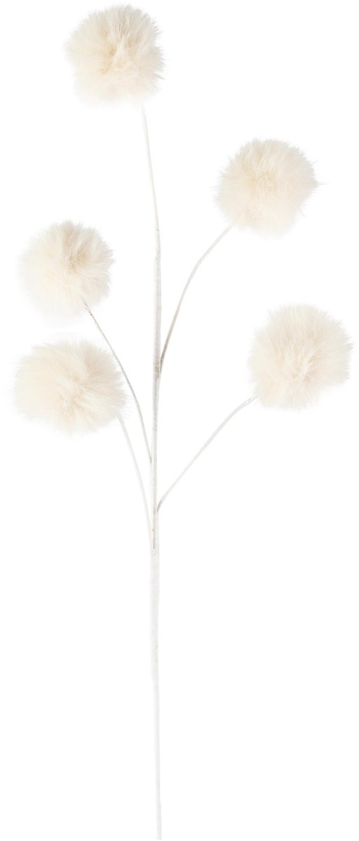 Dekoratief | Deco tak pompom, wit, polyester, 4x16x60cm | A265542