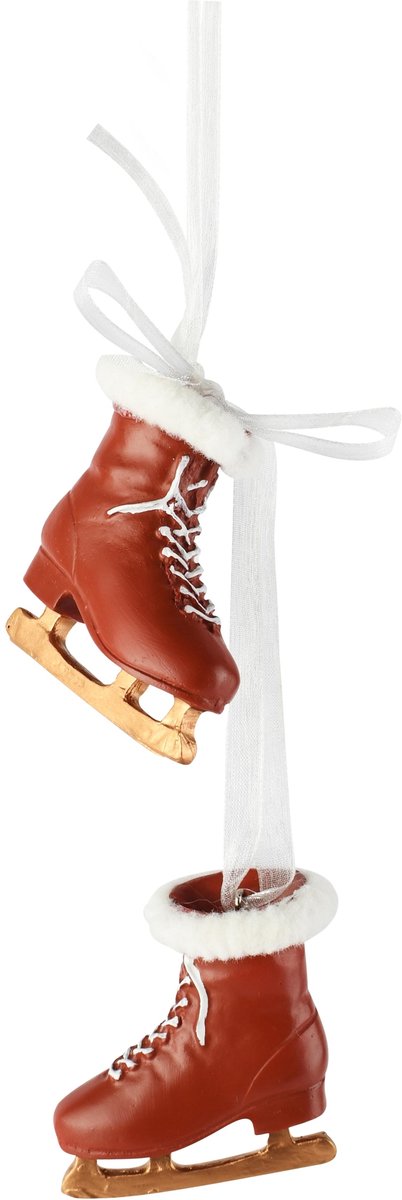 Dekoratief | Hanger schaatsen, rood/wit, resina, 5x4x6cm | A265704