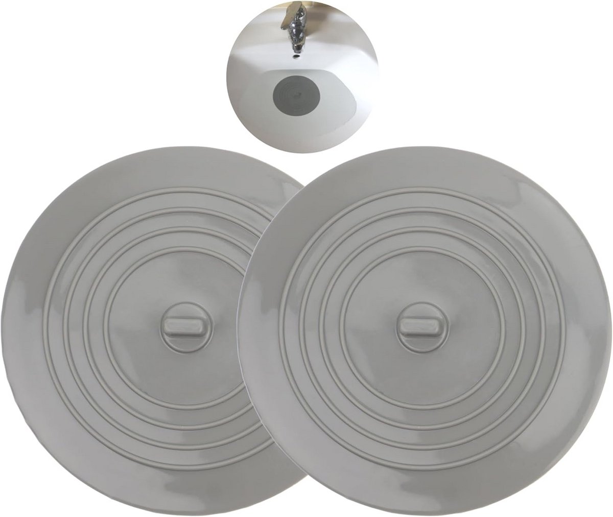 Siliconen Afvoerstop 15 cm 2 stuks - Universele Douchegoot Stop voor Afvoer Ø 40-120 mm - Lekvrije Gootsteen Stop met Handvat - Geschikt voor Bad, Douchegoot, Wastafel en Spoelbak