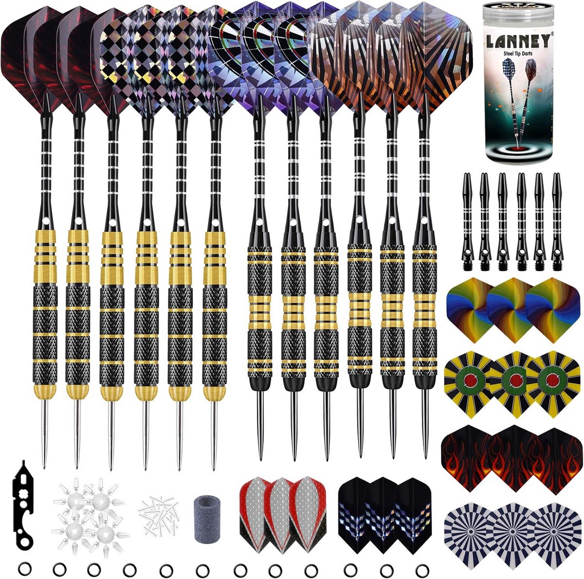 Stalen Tip Dartpijlen - Professionele Darts - Precisie Werpen - Messing Vaten Karteling - 20/24 gram - Metaal