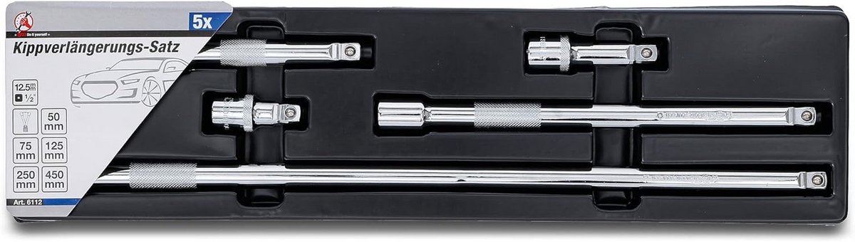 Verlengstukken Set Ratel Slagsleutel 12.5 mm (1/2 Inch) - 5 Delig
