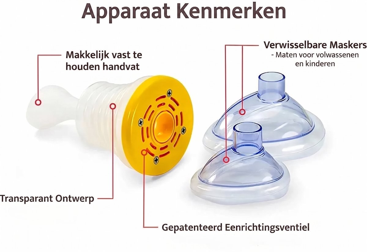 Anti-Verslik Apparaat EHBO met tasje – EHBO Levensreddend Hulpmiddel bij Verstikking & Verslikking – Alternatief voor Heimlich – Voor Baby, Kind & Volwassene – Luchtweg Vrijmaker – Inclusief 2 Maskers - Noodpakket voor Thuisgebruik — cadeau in Cadeau-ideeën - foto 4