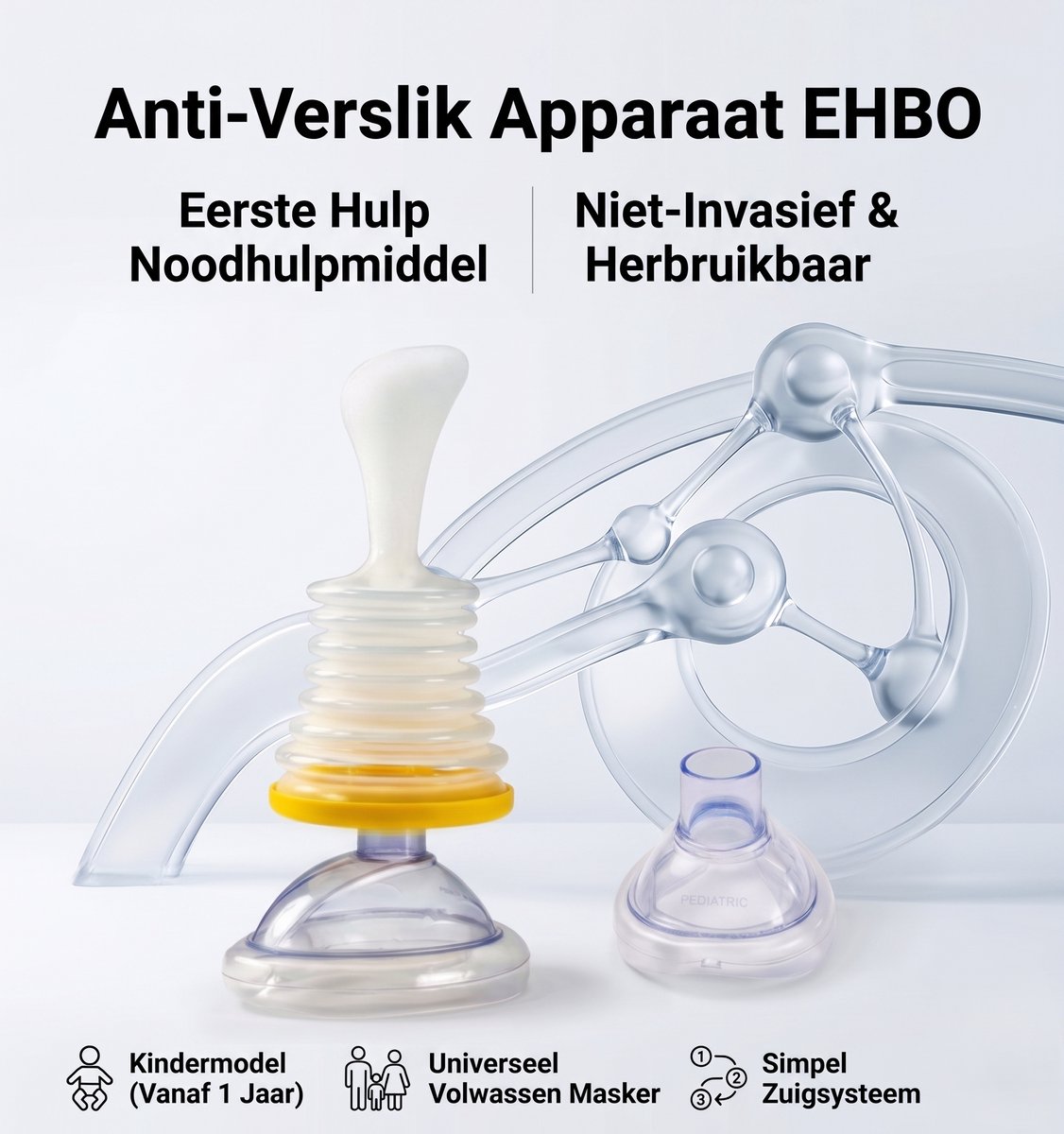 Anti-Verslik Apparaat EHBO met tasje – EHBO Levensreddend Hulpmiddel bij Verstikking & Verslikking – Alternatief voor Heimlich – Voor Baby, Kind & Volwassene – Luchtweg Vrijmaker – Inclusief 2 Maskers - Noodpakket voor Thuisgebruik — cadeau in Cadeau-ideeën - foto 2