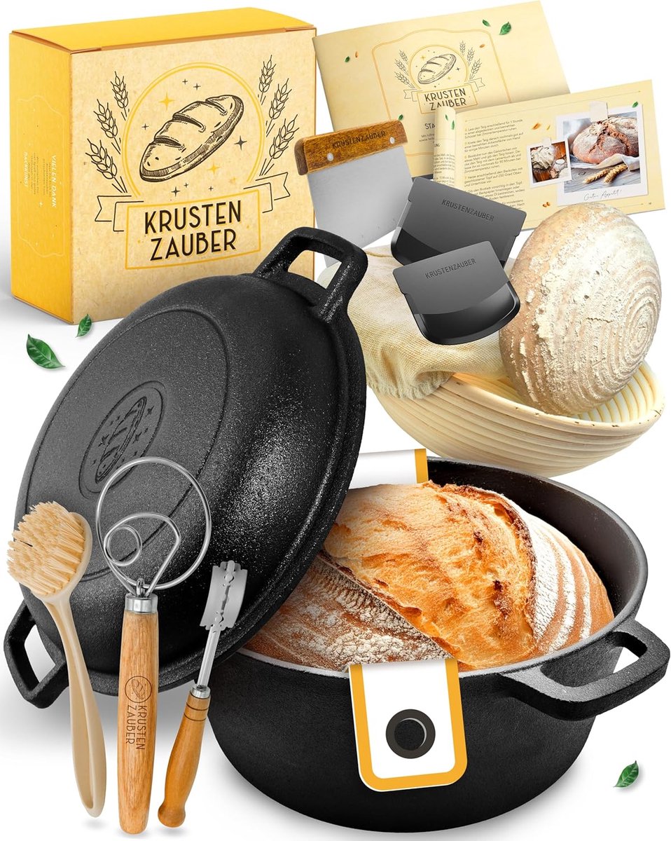 XXL Gietijzeren Broodbakpan Set met Deksel en Accessoires