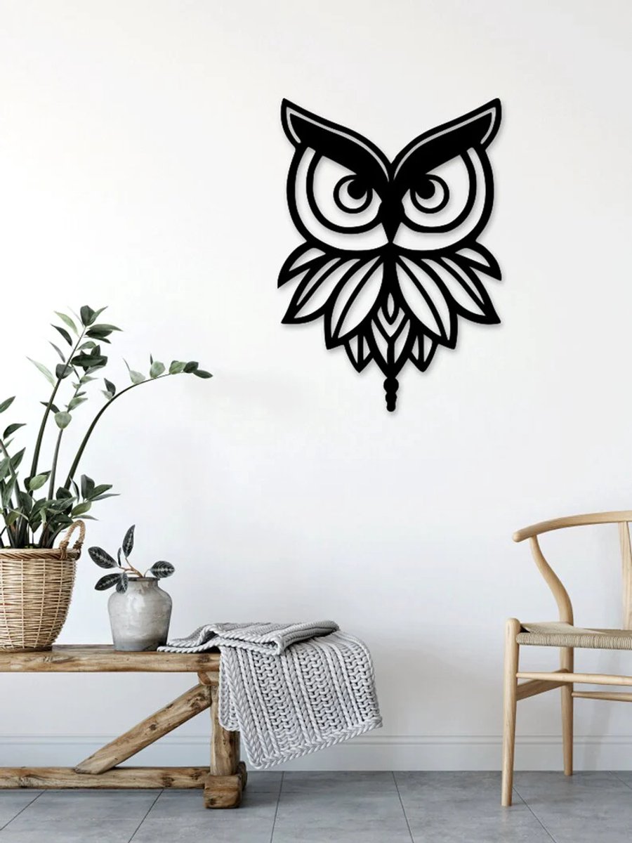 Stalen Uil - Wanddecoratie - Woondecoratie - Blikvanger voor aan de muur