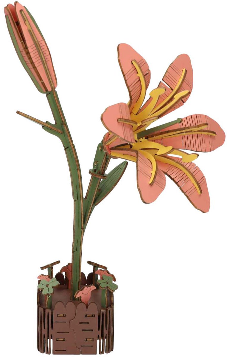 Lobbes houten bouwpakket lelie 3D - creatief speelgoed bloemen.