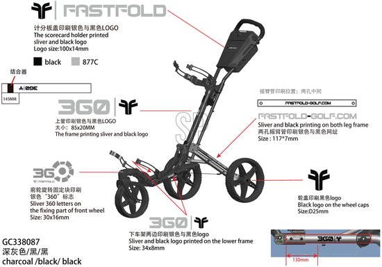 Fastfold 360 Golftrolley Mat Zwart van Merkloos — afbeelding 2