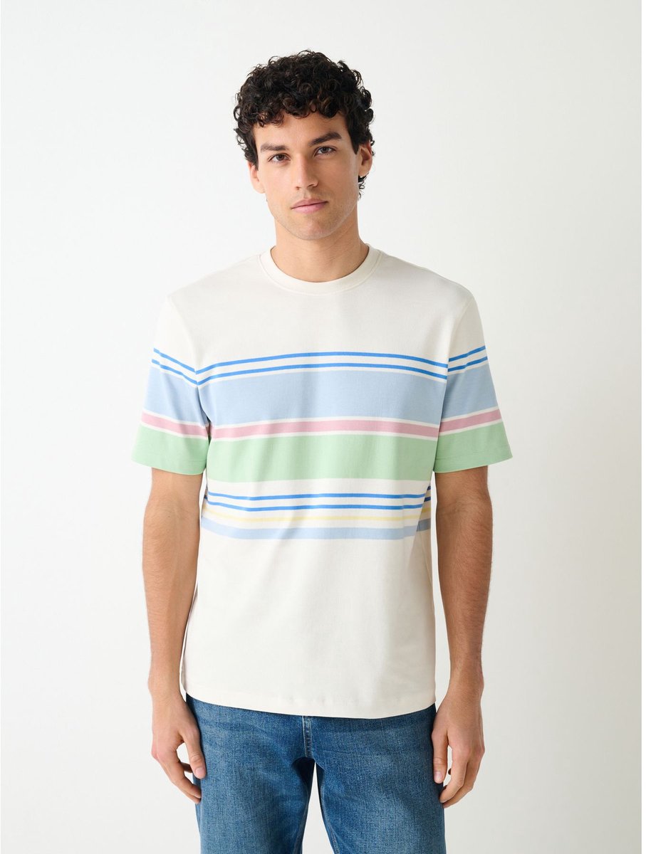 Next - Heren - Net T-shirt met blokken - Wit