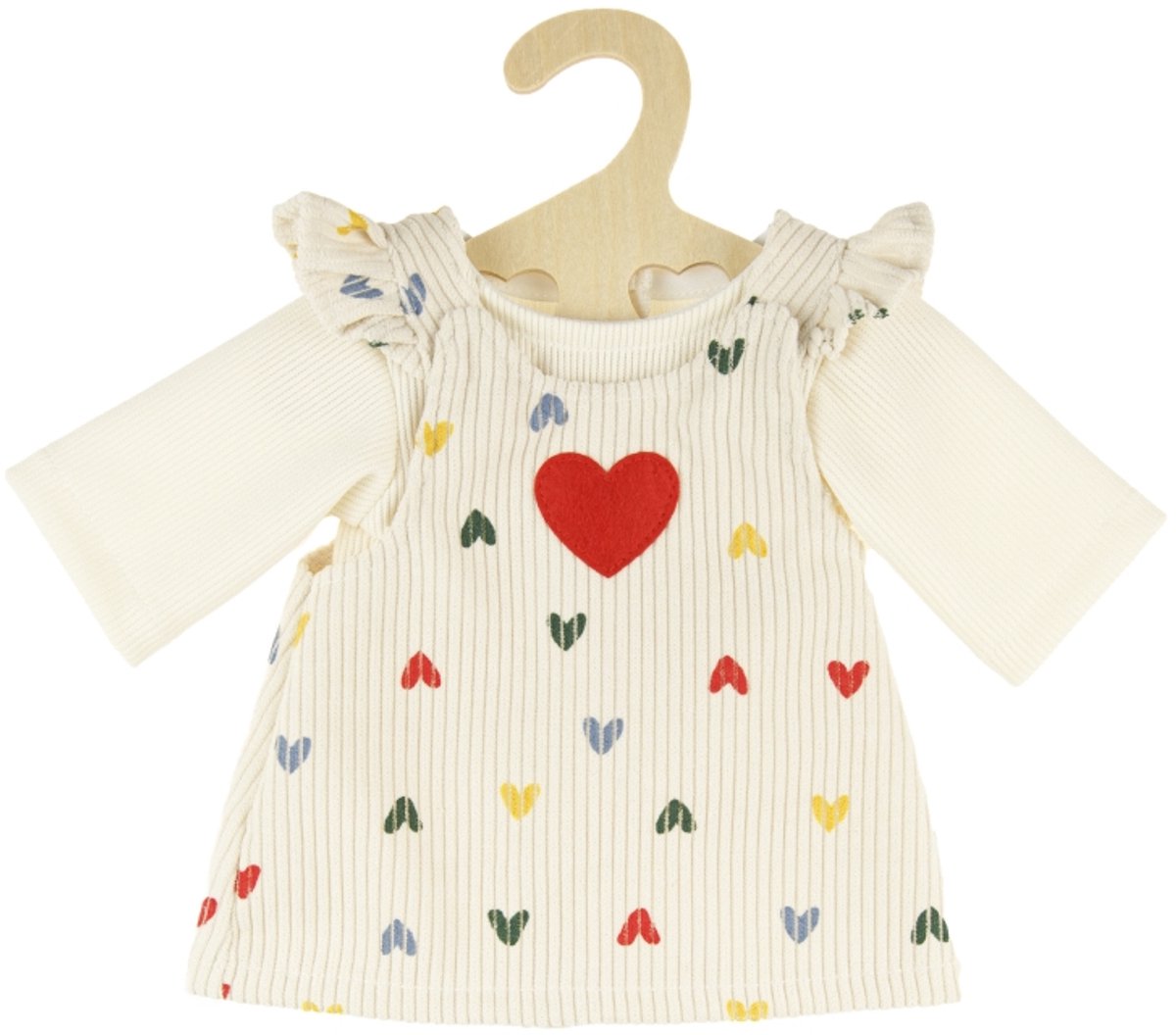 Heless poppenjurk Confetti Hart met t-shirt - poppenkleding 28-35cm.